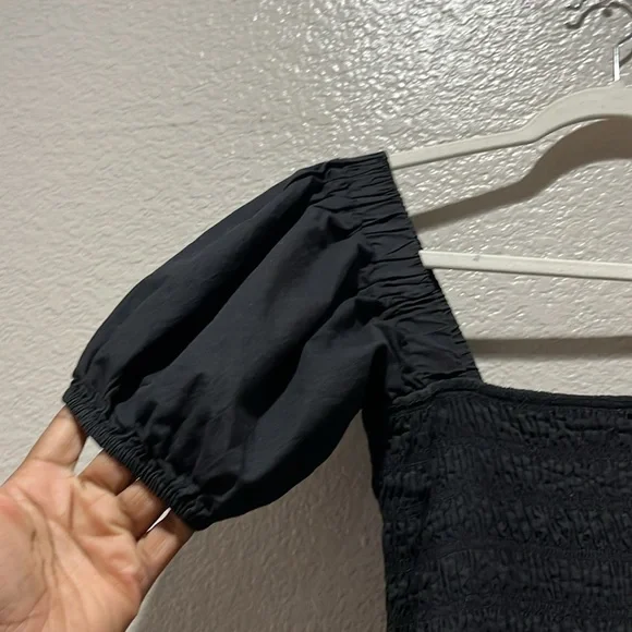 Forever 21 Tiered Puff-Sleeve Midi Dress Black Size Small Cottage Core Boho‎ - Picture 7 of 13